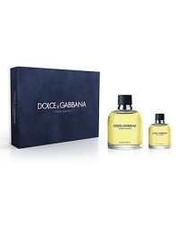 Pour Homme is a blend of true irony and casualness. A stimulating, dynamic freshness that expresses its personality through citrus notes with a touch of fresh flora and woods. Notes of Orange, Lemon, Bergamot, Lavender, Sage, Sandalwood, Tobacco, Cedar. Set contains: 4.2 oz. Eau de Toilette and 1.3 oz. Eau de Toilette. Pour Homme is a blend of true irony and casualness. A stimulating, dynamic freshness that expresses its personality through citrus notes with a touch of fresh flora and woods. Notes of Orange, Lemon, Bergamot, Lavender, Sage, Sandalwood, Tobacco, Cedar. Set contains: 4.2 oz. Eau de Toilette and 1.3 oz. Eau de Toilette.