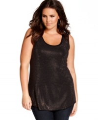 Shine like the star that you are with Calvin Klein's plus size tank top, showcasing a studded finish-- it's a perfect layering piece! Shine like the star that you are with Calvin Klein's plus size tank top, showcasing a studded finish-- it's a perfect layering piece!