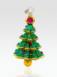 A jeweled miniature tree in exquisite, mouthblown European glass.Mouthblown, handpainted glass 5½ high Made in Poland A jeweled miniature tree in exquisite, mouthblown European glass.Mouthblown, handpainted glass 5½ high Made in Poland