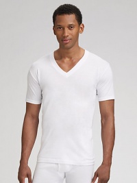 EXCLUSIVELY OURS. Classic style in soft supima cotton. Three t-shirts per pack Machine wash Imported EXCLUSIVELY OURS. Classic style in soft supima cotton. Three t-shirts per pack Machine wash Imported