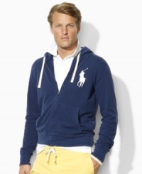 A casual classic gets a warm-weather update in this breathable cotton mesh hoodie, designed with a full-zip front and an embroidered Big Pony for iconic style. A casual classic gets a warm-weather update in this breathable cotton mesh hoodie, designed with a full-zip front and an embroidered Big Pony for iconic style.