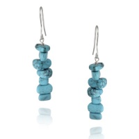 Sterling Silver Turquoise Stone Chip Earrings Sterling Silver Turquoise Stone Chip Earrings