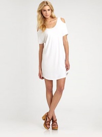 Give the bold shoulder in this ultra-soft scoopneck, styled with cutout shoulders, short dolman sleeves and a scoopback. ScoopneckCutout shouldersShort dolman sleevesScoopbackAbout 20 from natural waist50% supima cotton/50% modalDry cleanMade in USAModel shown is 5'10 (177cm) wearing US size Small. Give the bold shoulder in this ultra-soft scoopneck, styled with cutout shoulders, short dolman sleeves and a scoopback. ScoopneckCutout shouldersShort dolman sleevesScoopbackAbout 20 from natural waist50% supima cotton/50% modalDry cleanMade in USAModel shown is 5'10 (177cm) wearing US size Small.