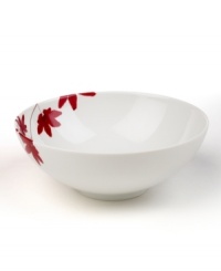 Sprinkle your table with vibrant red flowers with the light and breezy Pure Red cereal bowl from Mikasa. The classic shape makes this dinnerware and dishes collection ideal for everyday use while the airy, organic design also makes a festive dinner party set. Sprinkle your table with vibrant red flowers with the light and breezy Pure Red cereal bowl from Mikasa. The classic shape makes this dinnerware and dishes collection ideal for everyday use while the airy, organic design also makes a festive dinner party set.