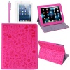 HDE Folding Leather Folio Case Cover Stand for iPad 1st Generation w/ Screen Protector & Matching Stylus (Hot Pink Cartoon)