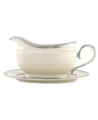 The Solitaire pattern expresses timeless refinement in the simplicity of translucent ivory bone china banded in polished platinum. The Solitaire pattern expresses timeless refinement in the simplicity of translucent ivory bone china banded in polished platinum.