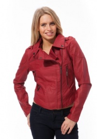 Dollhouse Lamb Touch Asymmetric Zip Moto Jacket with Diamond-Quilt Detail and Pop Color Lining