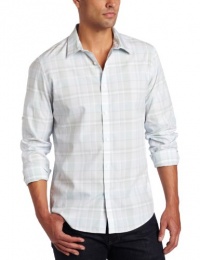 Calvin Klein Sportswear Men's Long Sleeve Roll Up Plaid Lightweight Poplin Shirt