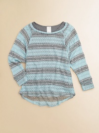 Cozy seasonal essential with a layered neckline for an effortlessly cool look. Layered boatneckRibbed necklineLong dolman sleevesU-shaped hemPull-over styleBody: Polyester/rayonTrim: Polyester/cottonMachine washMade in USA of imported fabric Cozy seasonal essential with a layered neckline for an effortlessly cool look. Layered boatneckRibbed necklineLong dolman sleevesU-shaped hemPull-over styleBody: Polyester/rayonTrim: Polyester/cottonMachine washMade in USA of imported fabric