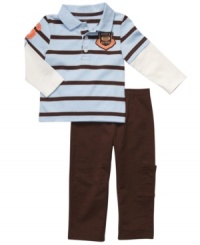 Set him up for star status with this darling shirt and pant set from Carter's. Set him up for star status with this darling shirt and pant set from Carter's.