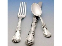 Burgundy sterling flatware is inspired by the French Renaissance with motifs of scrolls, leaves and flowers. Burgundy sterling flatware is inspired by the French Renaissance with motifs of scrolls, leaves and flowers.