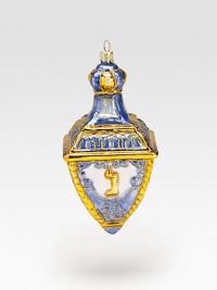 A beautiful ornament is mouthblown and handpainted to add a sparkling finish to an inter-denominational holiday. Handpainted glass 5½ long Imported A beautiful ornament is mouthblown and handpainted to add a sparkling finish to an inter-denominational holiday. Handpainted glass 5½ long Imported