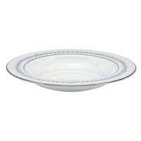 A show-stopping rim soup bowl from Marchesa by Lenox, this Empire Pearl dinnerware wows everyone around the formal table with a bedazzling platinum pattern in fine bone china. A show-stopping rim soup bowl from Marchesa by Lenox, this Empire Pearl dinnerware wows everyone around the formal table with a bedazzling platinum pattern in fine bone china.