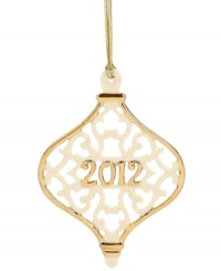 It's a sure thing. Radiant gold trim, pierced ivory porcelain and a classic ornament shape make 2012 a year to remember. From Lenox. It's a sure thing. Radiant gold trim, pierced ivory porcelain and a classic ornament shape make 2012 a year to remember. From Lenox.