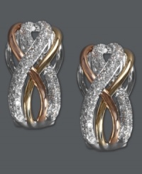 Sparkling versatility. Trio by EFFY Collection's stunning woven drop earrings combine 14k white gold, 14k gold and 14k rose gold pattern that shines with the addition of round-cut diamonds (1/2 ct. t.w.). Approximate drop: 1/2 inch.