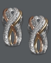 Sparkling versatility. Trio by EFFY Collection's stunning woven drop earrings combine 14k white gold, 14k gold and 14k rose gold pattern that shines with the addition of round-cut diamonds (1/2 ct. t.w.). Approximate drop: 1/2 inch. Sparkling versatility. Trio by EFFY Collection's stunning woven drop earrings combine 14k white gold, 14k gold and 14k rose gold pattern that shines with the addition of round-cut diamonds (1/2 ct. t.w.). Approximate drop: 1/2 inch.