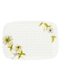 Artsy florals and funky dot designs collide on the eclectic and dreamy Watercolors Citrus hors devours tray from Lenox Simply Fine. A sleek silhouette and sophisticated palette of gray, white and olive create a fresh, modern look for casual meals. (Clearance)