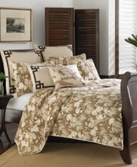 A clean ivory background embellished with a brown twill tape border comes together in this Plantation Floral Coconut European sham from Tommy Bahama. Envelope closure. A clean ivory background embellished with a brown twill tape border comes together in this Plantation Floral Coconut European sham from Tommy Bahama. Envelope closure.