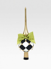 An elegant touch for the top of your tree, this shapely ornament of mouth-blown, hand-painted glass will become a treasured part of your collection.Mouth-blown, hand-painted glassOrganza ribbon accent12H X 3.5 diam.Imported Please note: Due to their handmade nature, ornaments may vary slightly. An elegant touch for the top of your tree, this shapely ornament of mouth-blown, hand-painted glass will become a treasured part of your collection.Mouth-blown, hand-painted glassOrganza ribbon accent12H X 3.5 diam.Imported Please note: Due to their handmade nature, ornaments may vary slightly.