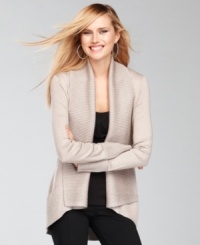 INC takes a classic cardigan to new heights of glam with a sparkling metallic knit! INC takes a classic cardigan to new heights of glam with a sparkling metallic knit!