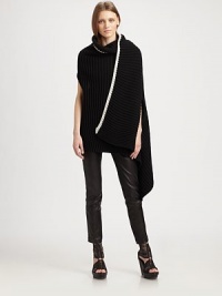 Rib-knit merino wool, in a sculptural, utterly versatile wrap style.Contrast edgingAllover rib-knitSleevelessAbout 67 X 43Merino woolDry cleanImportedModel shown is 5'9½ (176cm) wearing US size 4. Rib-knit merino wool, in a sculptural, utterly versatile wrap style.Contrast edgingAllover rib-knitSleevelessAbout 67 X 43Merino woolDry cleanImportedModel shown is 5'9½ (176cm) wearing US size 4.