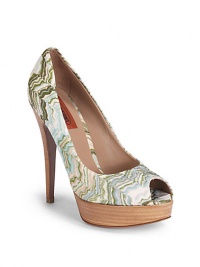 THE LOOKMulticolor flame stitched fabric upperPeep-toePadded insoleStacked heel, 4 (125mm)Stacked platform, 1 (25mm)Compares to a 4 heel (100mm)THE MATERIALSignature patterned fabric upperLeather liningLeather soleORIGINMade in Italy THE LOOKMulticolor flame stitched fabric upperPeep-toePadded insoleStacked heel, 4 (125mm)Stacked platform, 1 (25mm)Compares to a 4 heel (100mm)THE MATERIALSignature patterned fabric upperLeather liningLeather soleORIGINMade in Italy