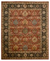 For the Jaipur collection Nourison uses a unique herbal wash to create the silky sheen and antique appearance of these fine wool rugs. In an earthy brick palette with multicolored medallions and a floral border, the rug enhances your home with lavishly elegant style.
