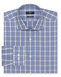 Brighten up your workday with a vivid plaid button-down from BOSS Black, a handsome shirt that plays well in the evening, too. Brighten up your workday with a vivid plaid button-down from BOSS Black, a handsome shirt that plays well in the evening, too.