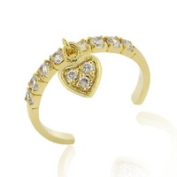 18k Gold over Silver CZ Dangling Heart Toe Ring 18k Gold over Silver CZ Dangling Heart Toe Ring