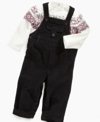 Overall cuteness. Easy to wear and versatile overall with fairisle top by First Impressions with adjustable shoulder straps makes it a breeze to put on and take off. Overall cuteness. Easy to wear and versatile overall with fairisle top by First Impressions with adjustable shoulder straps makes it a breeze to put on and take off.