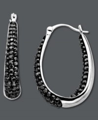 Brilliant shine from the inside out! Kaleidoscope stunning hoop earrings feature round-cut black crystals along the inside and outside. Crafted in sterling silver with Swarovski elements. Approximate diameter: 2-1/5 inches. Brilliant shine from the inside out! Kaleidoscope stunning hoop earrings feature round-cut black crystals along the inside and outside. Crafted in sterling silver with Swarovski elements. Approximate diameter: 2-1/5 inches.