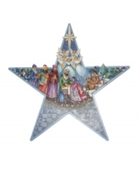 Put faith in your Christmas tradition. Wise men, angels and shepherds gather around the holy family in this magnificently hand-painted plaque with easel back from Jim Shore. A beautiful way to top off your tree. Put faith in your Christmas tradition. Wise men, angels and shepherds gather around the holy family in this magnificently hand-painted plaque with easel back from Jim Shore. A beautiful way to top off your tree.