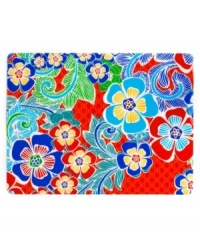 Develop a taste for the tropics with The Cellar's vibrant Rio placemats. Bold florals explode against a red and orange ogee print, setting the scene for fun, festive gatherings indoors and out. Develop a taste for the tropics with The Cellar's vibrant Rio placemats. Bold florals explode against a red and orange ogee print, setting the scene for fun, festive gatherings indoors and out.