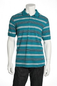Club Room Striped Murky Teal Casual Polo Shirt Club Room Striped Murky Teal Casual Polo Shirt