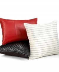 Adorn your bed in unique style and texture with this decorative pillow from Hotel Collection, featuring a basketweave design in ultra-modern black leather. Adorn your bed in unique style and texture with this decorative pillow from Hotel Collection, featuring a basketweave design in ultra-modern black leather.