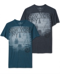 Get down with downtown style in this Marc Ecko Cut & Sew NYC tee. Get down with downtown style in this Marc Ecko Cut & Sew NYC tee.