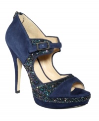 Contrasting and cute. The different fabric combinations on Enzo Angioli's Sling platform pumps add an element of intrigue to an already super cute Mary-Jane style. Contrasting and cute. The different fabric combinations on Enzo Angioli's Sling platform pumps add an element of intrigue to an already super cute Mary-Jane style.