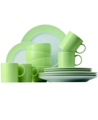 Rosenthal's Sunny Day dinnerware set shines on casual tables with fresh green accents in durable, double-fired porcelain. Combine with striped Sunny Day pieces for an ultra-stylish statement. Rosenthal's Sunny Day dinnerware set shines on casual tables with fresh green accents in durable, double-fired porcelain. Combine with striped Sunny Day pieces for an ultra-stylish statement.