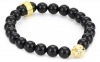 Queen Baby 8mm Polished Onyx Bead Bracelet with 18K Vermiel Skull Bead with Cubic-Zirconia Eyes