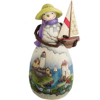 Jim Shore Heartwood Creek Coastal Snowman Holding Sailboat Figurine, 10 Inches Jim Shore Heartwood Creek Coastal Snowman Holding Sailboat Figurine, 10 Inches
