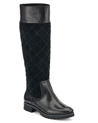 Sperry Top-Sider sets this pair of riding boots apart with chic, quilted suede shafts topped off with polished leather cuffs. Sperry Top-Sider sets this pair of riding boots apart with chic, quilted suede shafts topped off with polished leather cuffs.