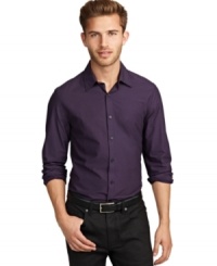 A small dot pattern gives this Kenneth Cole New York button down big style. A small dot pattern gives this Kenneth Cole New York button down big style.