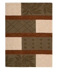 Enhance any modern home décor with this unique and multi-faceted Nourison area rug. It features abstract and geometric designs which are expertly hand-carved in 100% wool for exciting textured, embossed and shadow effects. Enhance any modern home décor with this unique and multi-faceted Nourison area rug. It features abstract and geometric designs which are expertly hand-carved in 100% wool for exciting textured, embossed and shadow effects.