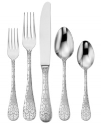 Modern classic. Oneida employs new laser technology to etch lacy baroque florals in elegantly formed Rosaline flatware. Best-quality stainless steel ensures the romantic look is made to last. Modern classic. Oneida employs new laser technology to etch lacy baroque florals in elegantly formed Rosaline flatware. Best-quality stainless steel ensures the romantic look is made to last.