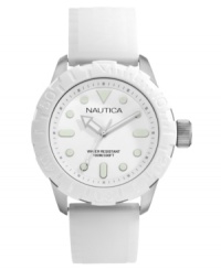 So fresh: this white-on-white Nautica watch is a sporty creation perfect for the active lifestyle. So fresh: this white-on-white Nautica watch is a sporty creation perfect for the active lifestyle.