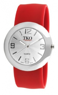 TKO ORLOGI Women's TK614-SRD Silver Slap Metal Red Watch TKO ORLOGI Women's TK614-SRD Silver Slap Metal Red Watch