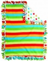 Manual Woodworkers Izzy Knotties Stripe And Dots Reversible Fleece Throw Blanket, Rainbow