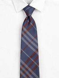 A neatly woven silk tie in a signature check pattern is destined to command attention in the boardroom and beyond.About 3 wideMulberry silkDry cleanMade in Great Britain A neatly woven silk tie in a signature check pattern is destined to command attention in the boardroom and beyond.About 3 wideMulberry silkDry cleanMade in Great Britain