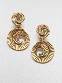 A stunning piece consisting of corrugated spirals in pretty drop style. Pewter and brassDrop, about 2.25 Clip-on backMade in USA A stunning piece consisting of corrugated spirals in pretty drop style. Pewter and brassDrop, about 2.25 Clip-on backMade in USA