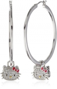 Hello Kitty Sweet Statements Diamond and Sterling Silver Hoop Earrings Hello Kitty Sweet Statements Diamond and Sterling Silver Hoop Earrings